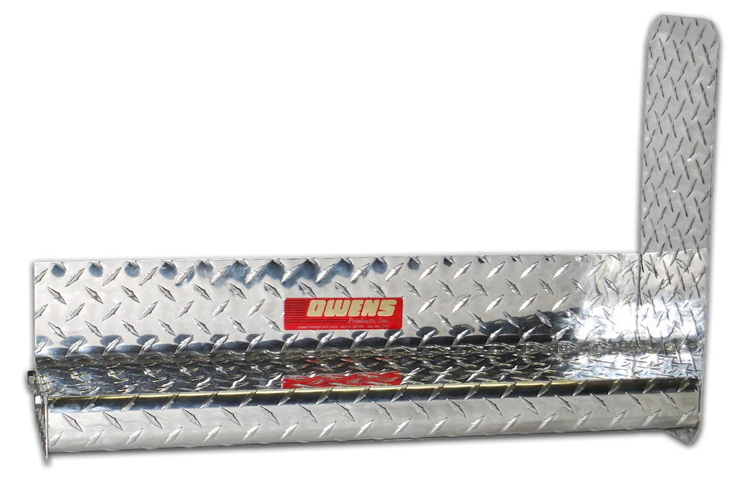 84005 – OWENS Running Board - Box Board, Silver Diamond Tread Aluminum Unlighted Frame Body Mount Bolts 4 Inch Drop
